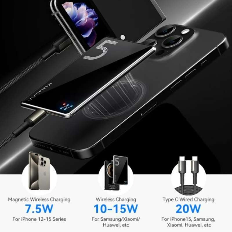 پاوربانک بی‌سیم کولا مدل KUULAA KY-YD67 Glass ظرفیت 5000mAh image gallery
