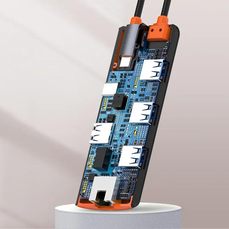 هاب 6 پورت تایپ سی الدینیو مدل LDNIO 6in1 Type-c Hub Adapter DS-26H توان 100 وات image gallery
