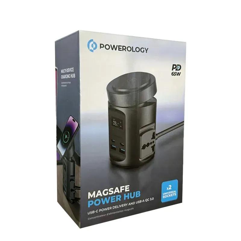 چند راهی برق و شارژر وایرلس مگ سیف پاورولوژی مدل  MagSafe Powerology Hub PWCUQC014 دارای 4 پورت image gallery