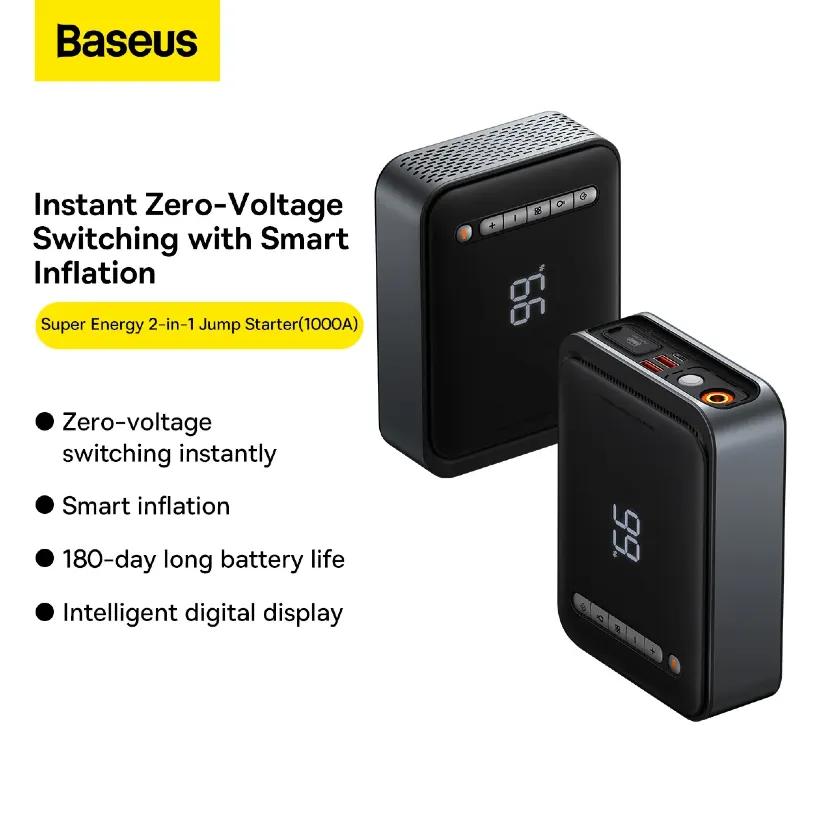 پاوربانک و کمپرسور باد و جامپ استارتر خودرو باسئوس مدل Baseus Super Energy CGCN000001 ظرفیت 8000 میلی آمپر image gallery