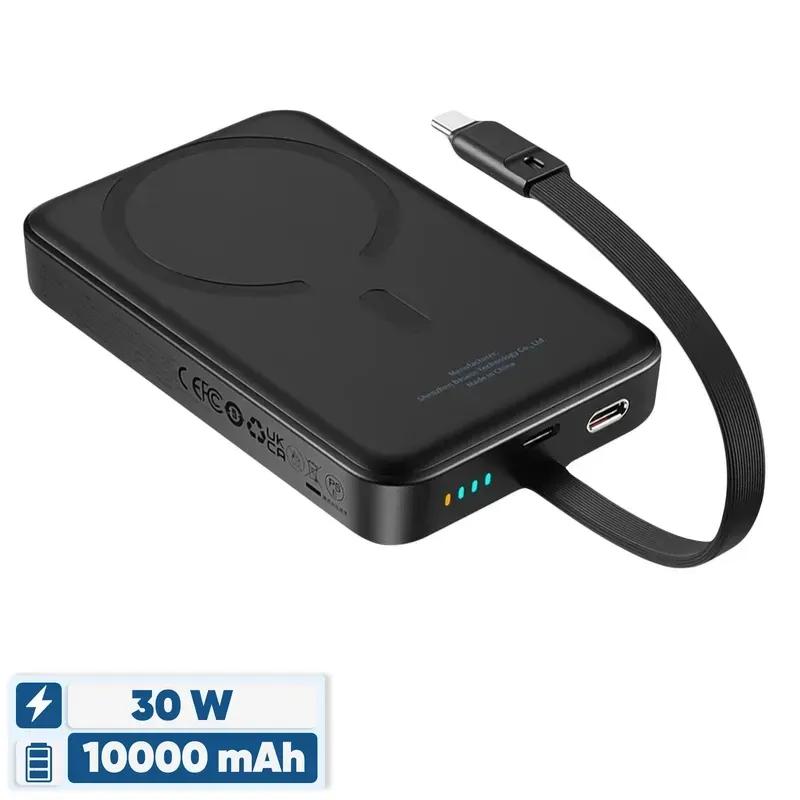 پاوربانک وایرلس مگنتی باسئوس مدل baseus P1002210B223 Magnetic Mini ظرفیت ۱۰۰۰۰ میلی آمپر ساعت توان 30 وات image gallery