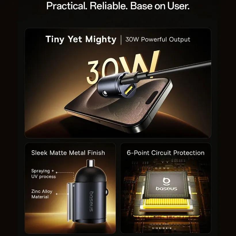 شارژر فندکی بیسوس مدل Baseus Tiny Star C00035001121-02 توان 30 وات image gallery