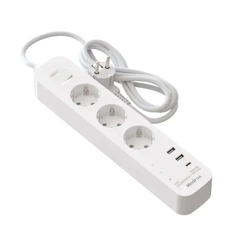 چند راهی برق و شارژر هادرون مدل Hadron P343 GAN دارای 3 پورت