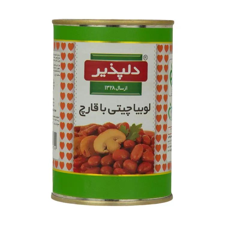 کنسرو لوبیا چیتی با قارچ دلپذیر وزن 420 گرمی (بسته 24 عددی)
