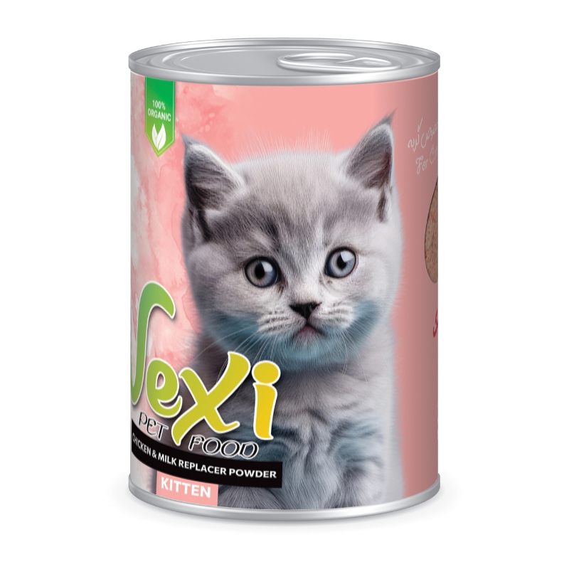 کنسرو بچه گربه وکسی vexi طعم مرغ و شير خشک 400g